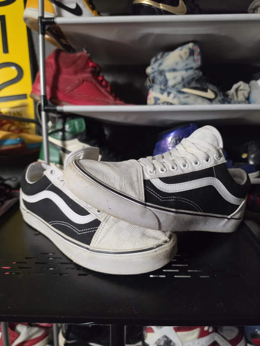🔥 Men Vans Size 10 Old Skool Lace-Up Sneakers Red White Black Gum Sole